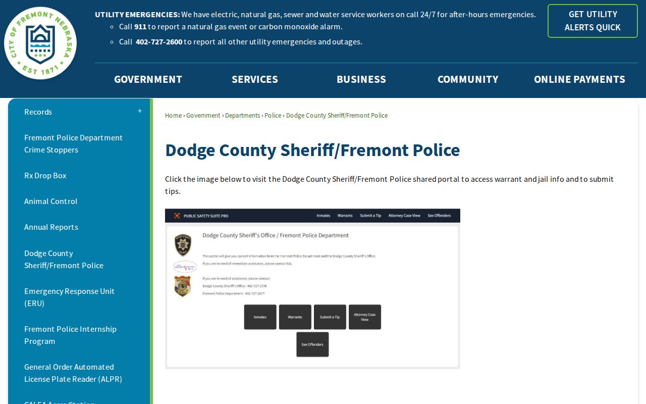 Dodge County active warrant search official Fremont source