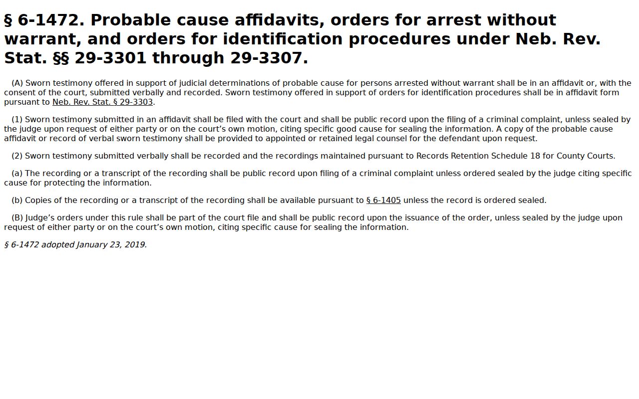 Dodge County arrest warrant probable cause source